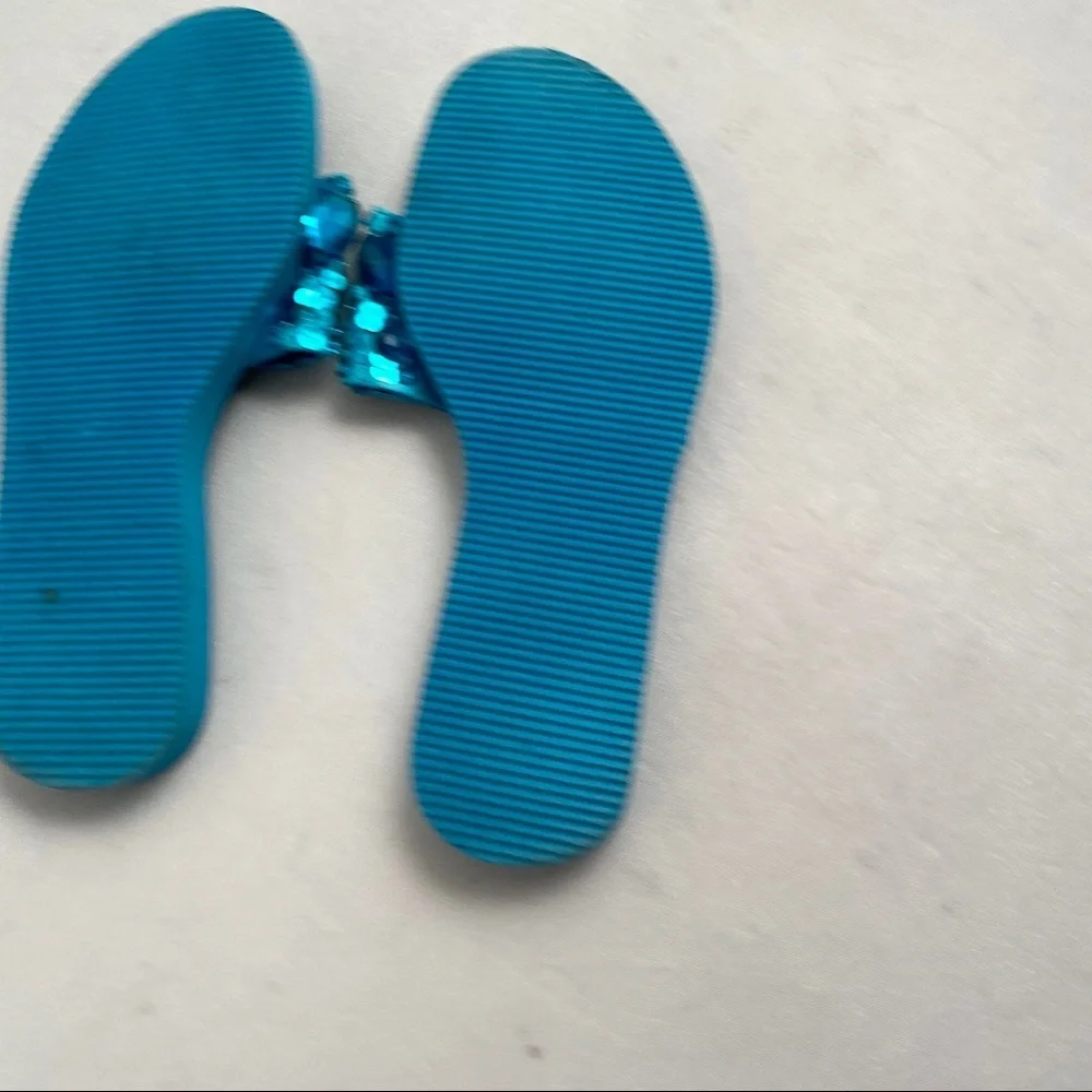Colin Stuart turquoise bling jeweled flip flops 9/10 - Picture 4 of 6